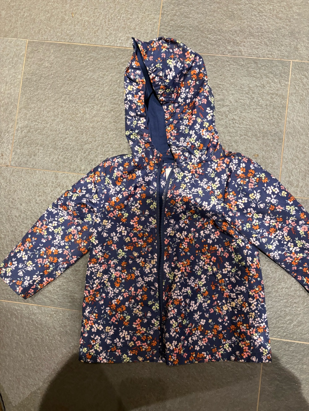 Carter's Navy Floral Zip Front Jacket with Pink and Orange Blooms